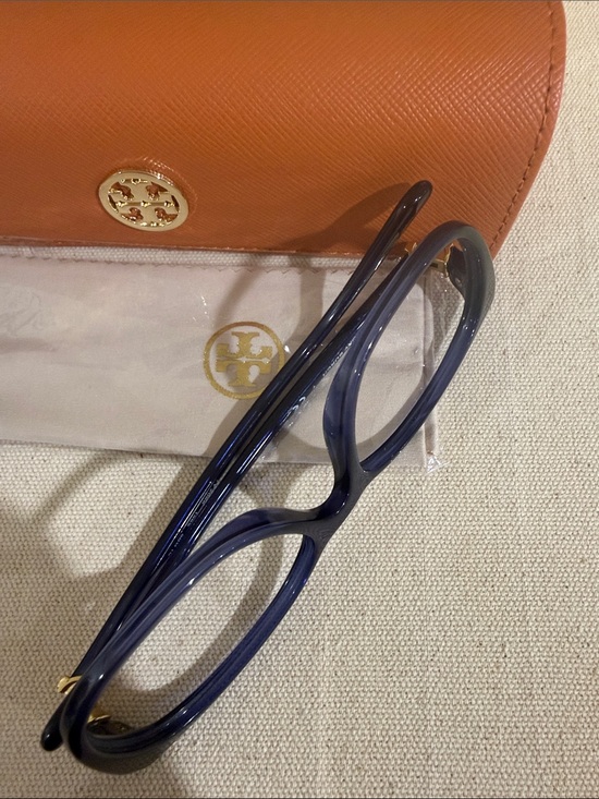 Tory Burch Navy Cat-Eye Optical Glasses with Orange Logo Case-RX ready No Lenses main image 6